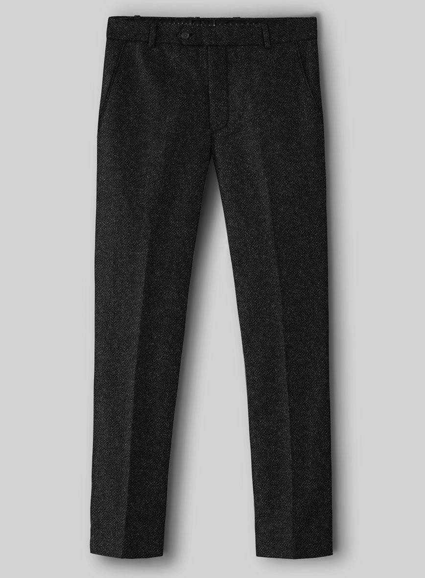 Vintage Plain Black Tweed Suit