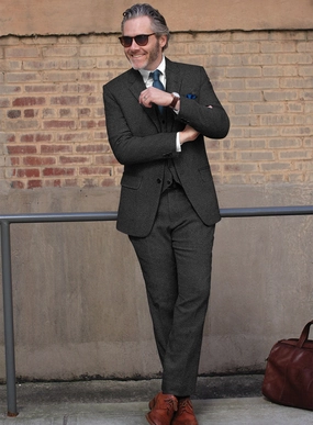 Vintage Rope Weave Charcoal Tweed Suit