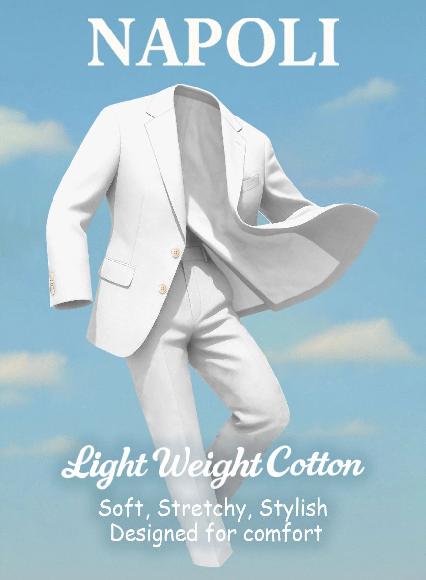 White Napoli Stretch Light Weight Cotton Suit