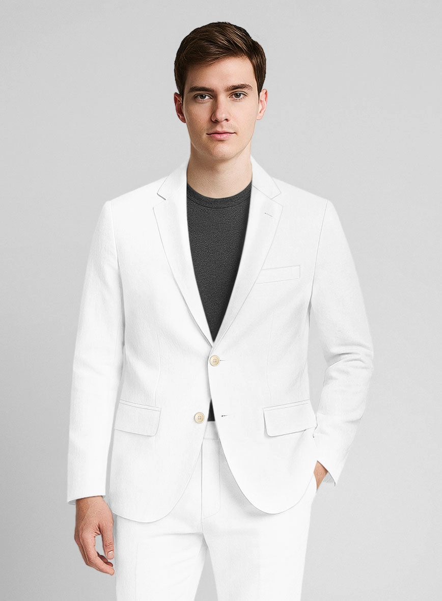 White Napoli Stretch Light Weight Cotton Suit