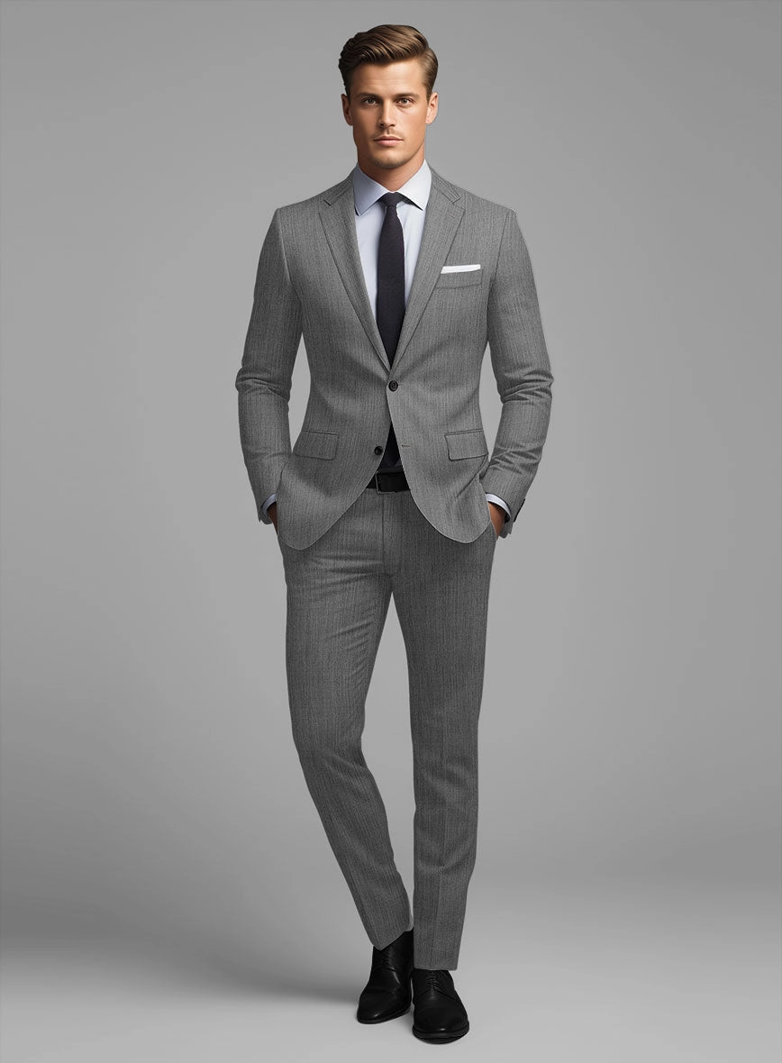 Worsted Mid Charcoal Wool Suit