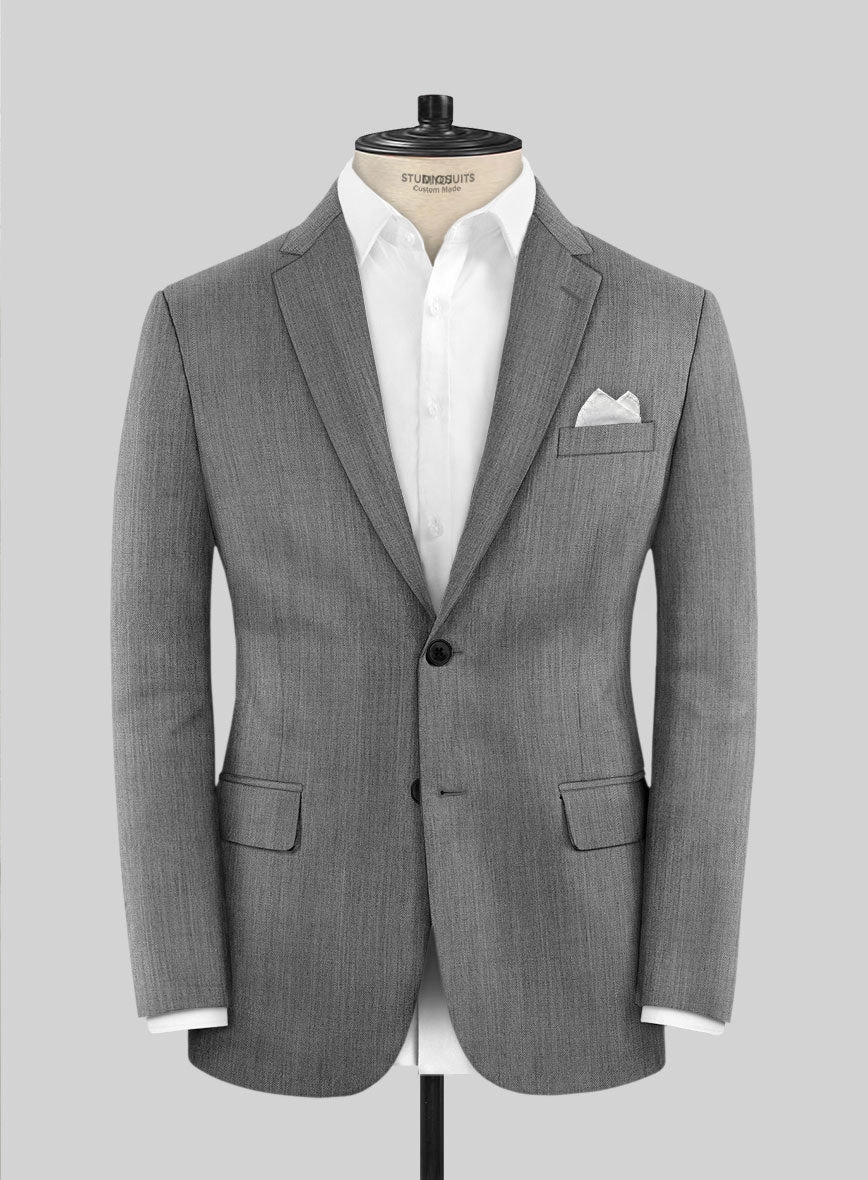 Worsted Mid Charcoal Wool Suit