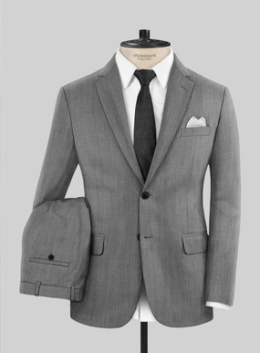 Worsted Mid Charcoal Wool Suit