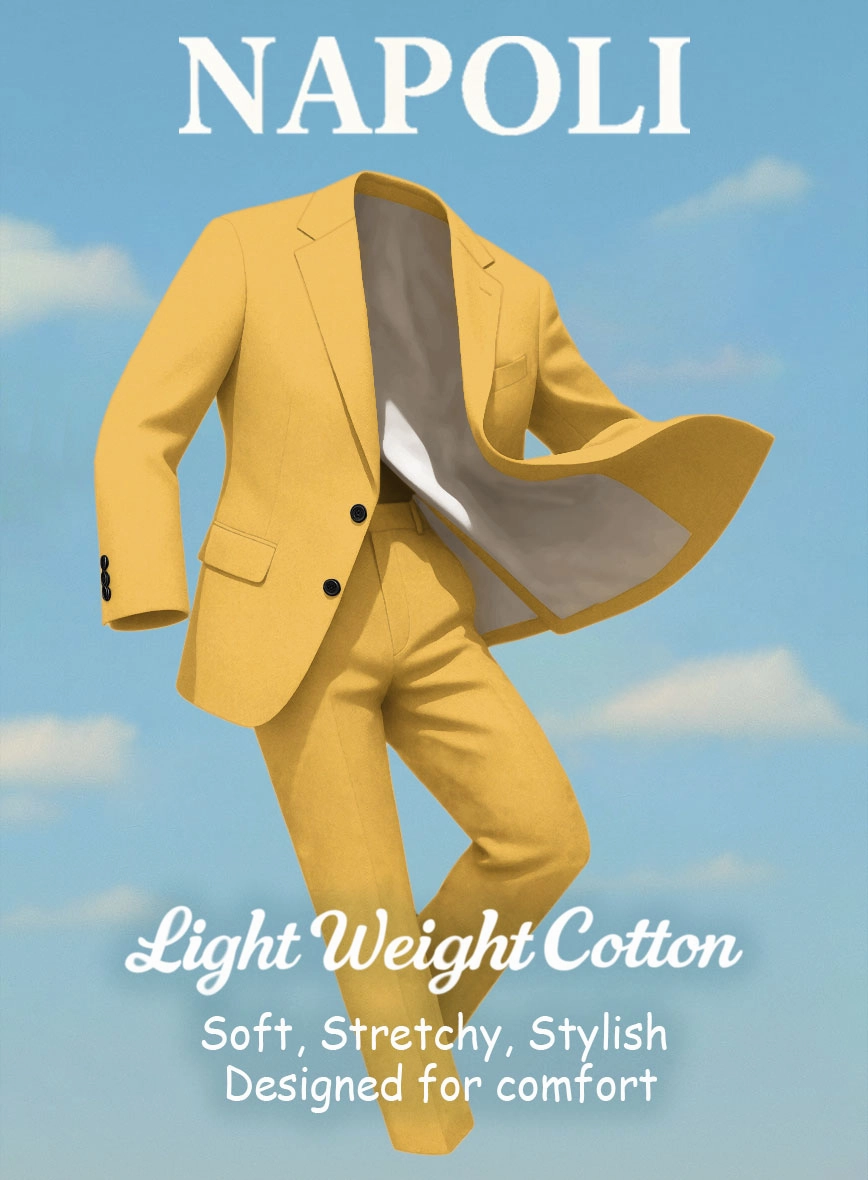 Yellow Napoli Stretch Light Weight Cotton Suit