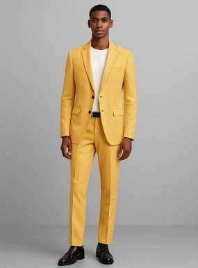 Yellow Napoli Stretch Light Weight Cotton Suit